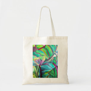 Bolso De Tela Azul Hawaii Arte foliológico de hoja tropical