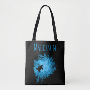 Bolso De Tela Azul hermoso del negro de la sombra de la tortuga