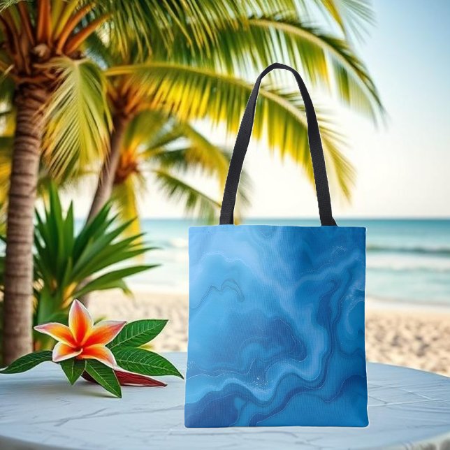 Bolso De Tela Azul lunar (Blue-Moonstone-Tote Bag-modern abstract art-water-summer tote-beach tote)