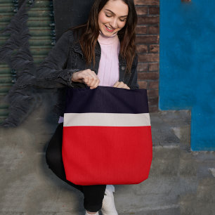 Bolso De Tela Azul marino con rojo