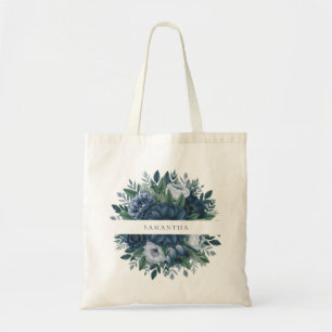 Bolso De Tela Azul marino y azul polvoriento floral sea mi dama 