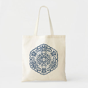 Bolso De Tela Azul medallón chino