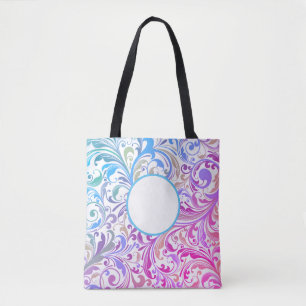 Bolso De Tela Azul morado Personalizable de Swirl Colorful Moder
