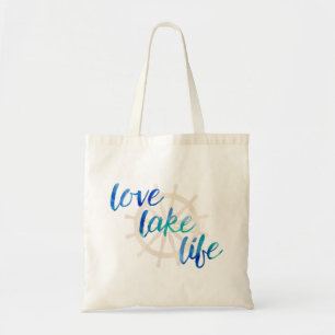 Bolso De Tela Azul náutico de la acuarela de la tipografía de la