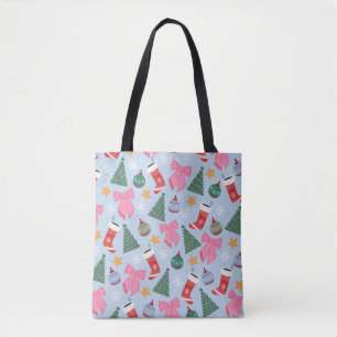 Bolso De Tela Azul Navidad lindo