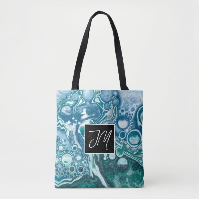 Bolso De Tela Azul océano burbujas arte fluido (Anverso)