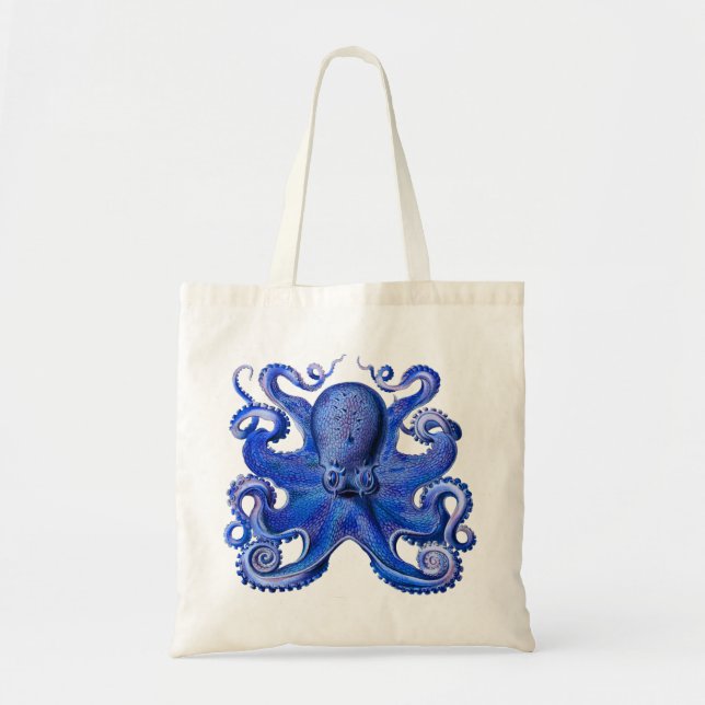 Bolso De Tela Azul octopo Haeckel (Frente)