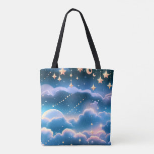 Bolso De Tela Azul Pastel Sueño Lunar Estética Soñadora