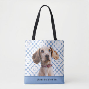 Bolso De Tela Azul personalizado verifica la foto/nombre/letra d