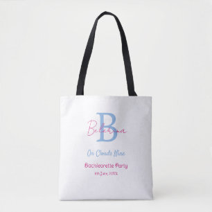 Bolso De Tela azul rosa en nubes nueve monograma despedida de so