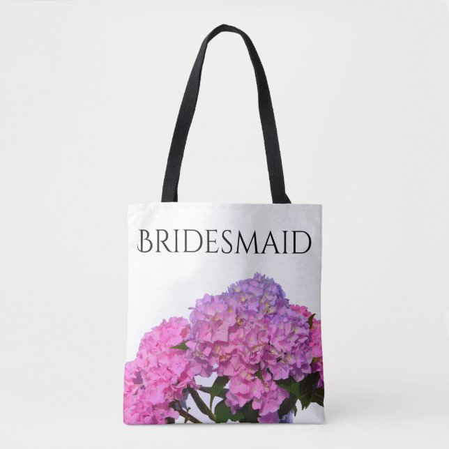 Bolso De Tela Azul rosa Hydrangeas flores púrpura elegantes (Anverso)