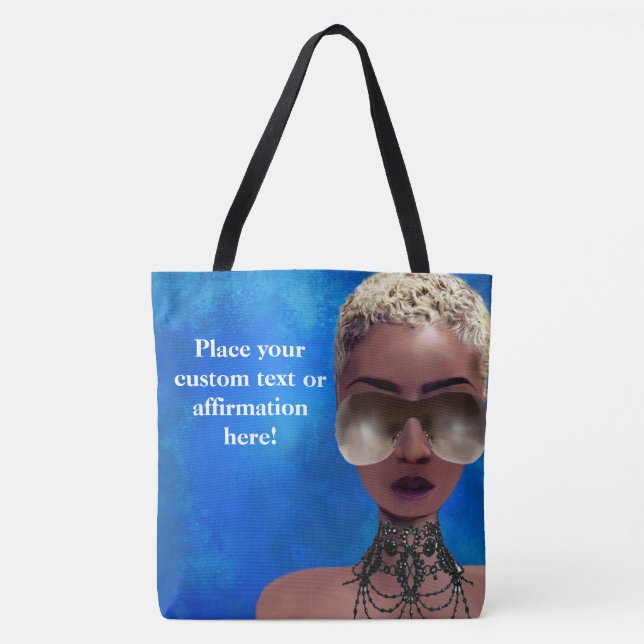Bolso De Tela Azul rubio del arte negro de la belleza de la baya (Anverso)