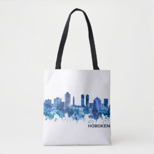 Bolso De Tela Azul Skyline de Hoboken Nueva Jersey