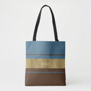 Bolso De Tela Azul suave y marrón