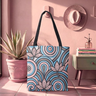 Bolso De Tela Azul Suave y Nouveau Flow Rosa