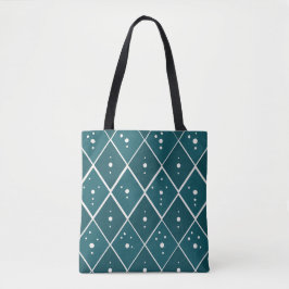 Bolso De Tela Azul Teal Moderno Patrón Diamante Boho