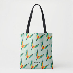 Bolso De Tela Azul tropical moderno del modelo del pájaro