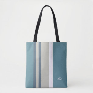 Bolso De Tela Azul Verde azulado moderno y con franjas tan pers