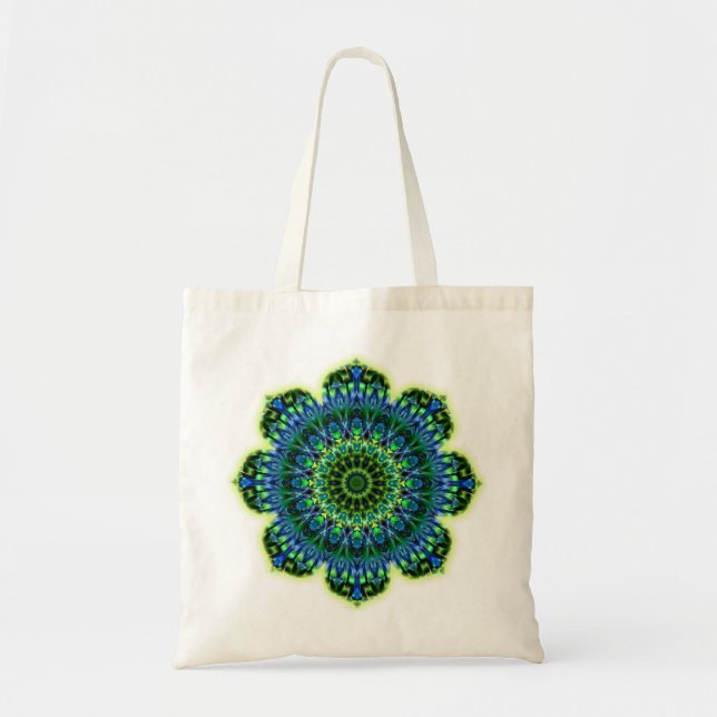 Bolso De Tela azul verde Mandala (Frente)