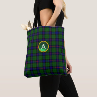 BOLSO DE TELA AZUL VERDE SCOTT ARMSTRONG TARTAN GEM MONOGRAM