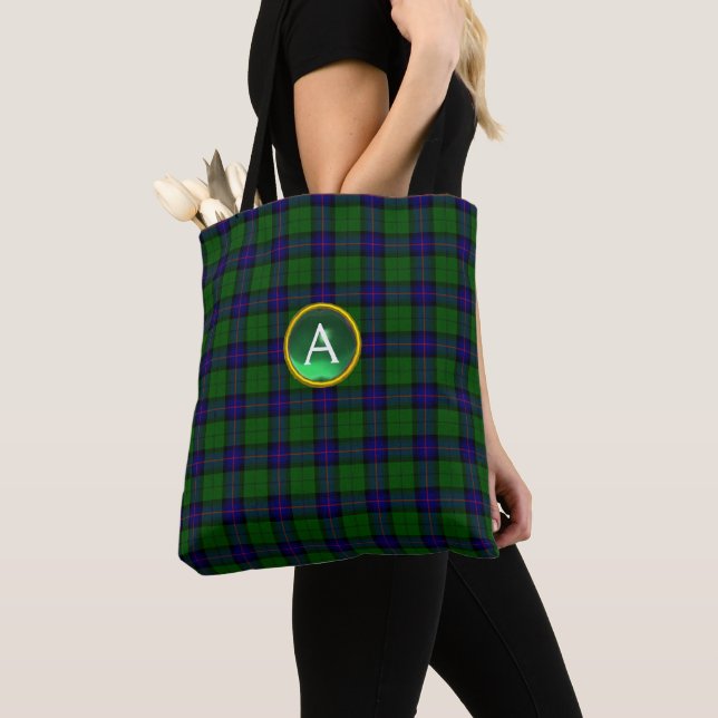 BOLSO DE TELA AZUL VERDE SCOTT ARMSTRONG TARTAN GEM MONOGRAM (Detalle)