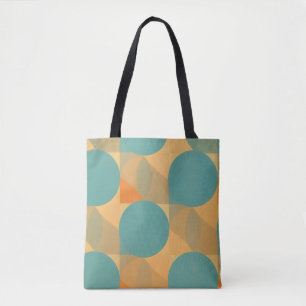 Bolso De Tela Azul verdoso, bronceado y naranja en patrón de asp