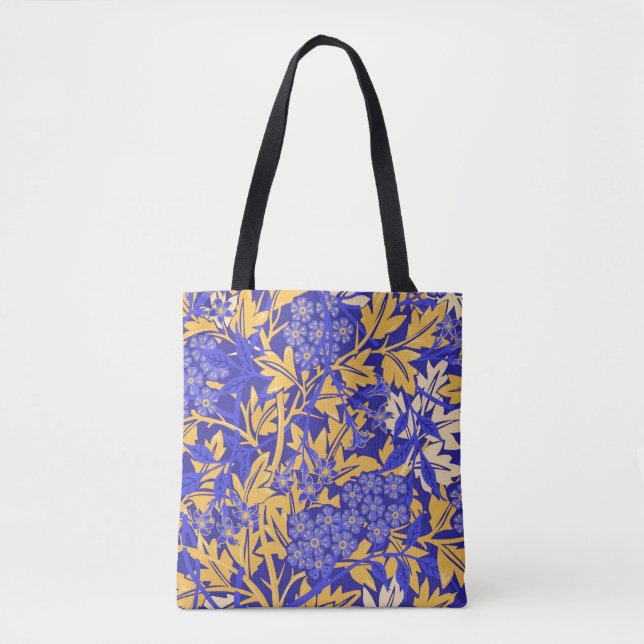 Bolso De Tela Azul vivo ornamental y amarillo dorado (Anverso)