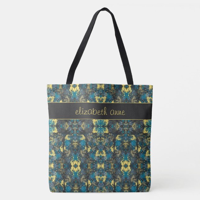 Bolso De Tela Azul y Amarillo Moderno (Anverso)