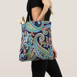 Bolso De Tela Azul y Amarillo Sueño Vintage Paisley