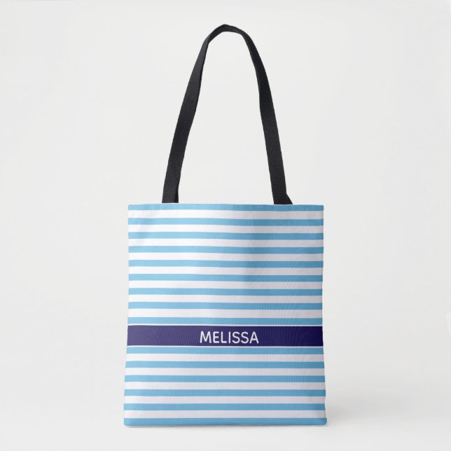 Bolso De Tela Azul Y Blanco De La Armada Personalizada A La Band (Anverso)