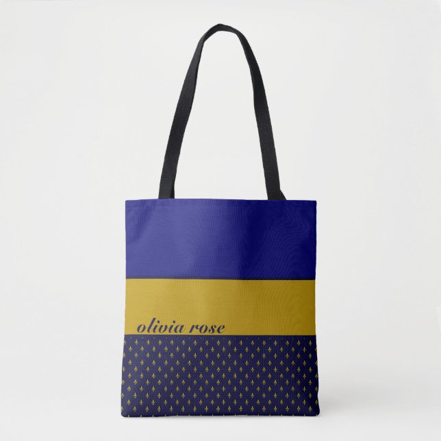 Bolso De Tela Azul y oro personalizado (Anverso)