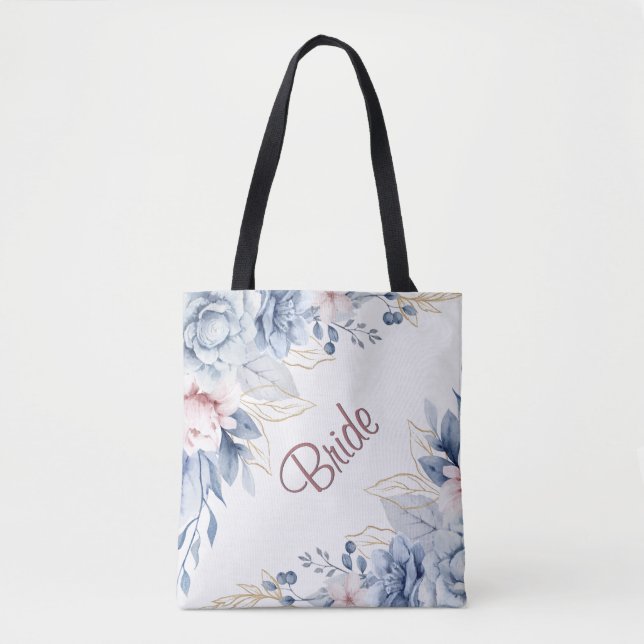 Bolso De Tela Azul y rosa sobre la elegancia Boda blanca (Anverso)