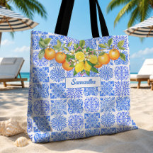 Azulejo Citrus Amarillo Azul Mediterráneo Sicilian