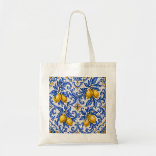 Bolso De Tela Azulejo de Baldosa de Limón Azul