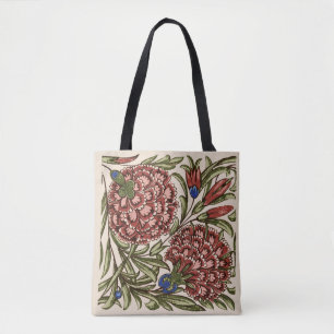 Bolso De Tela Azulejo de Flor de Clavel Antiguo Rústico Arte De