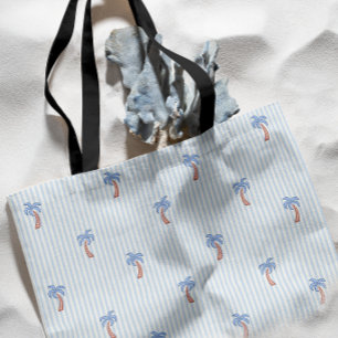 Bolso De Tela Azulejo de rayas de palmera de la Riviera costera