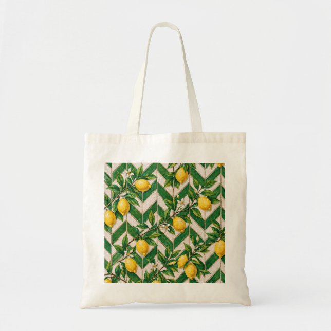 Bolso De Tela Azulejo Marroquí de Limón (Frente)