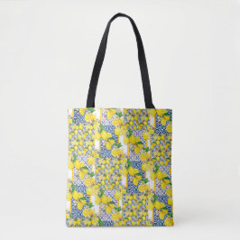 Bolso De Tela Azulejo portugués limón mediterráneo Santorini