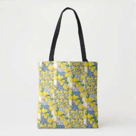 Bolso De Tela Azulejo portugués limón mediterráneo Santorini