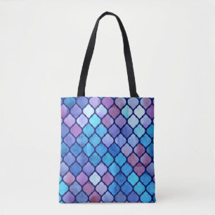 Bolso De Tela Azulejos Árabes Geométricos Abstractos de Acuarela