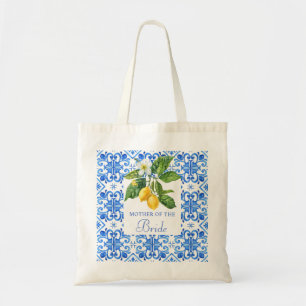 Bolso De Tela Azulejos azules mediterráneos lemons madre novia