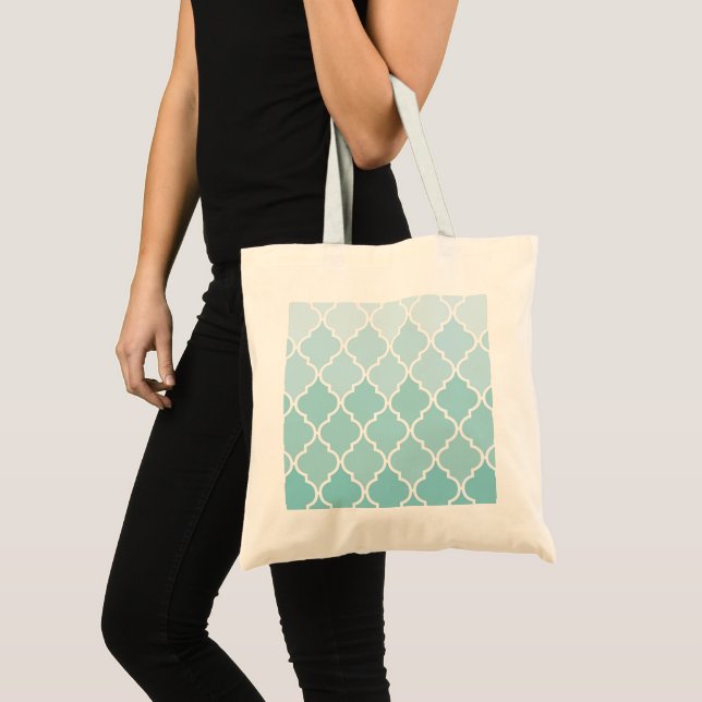 Bolso De Tela Azulejos azules, Ombre, Quatrefoil, Trellis (Anverso (producto))