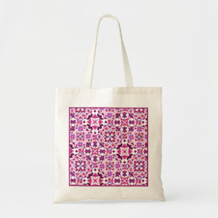 Bolso De Tela Azulejos españoles rosados y morados con iniciales