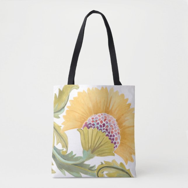 Bolso De Tela Azulejos florales de abadía - Amarillo (Anverso)