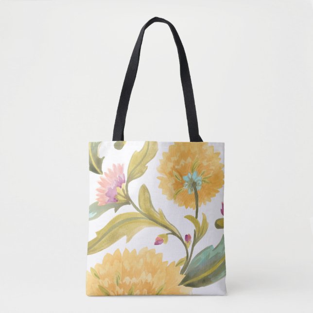 Bolso De Tela Azulejos florales de abadía - Flores amarillas (Anverso)