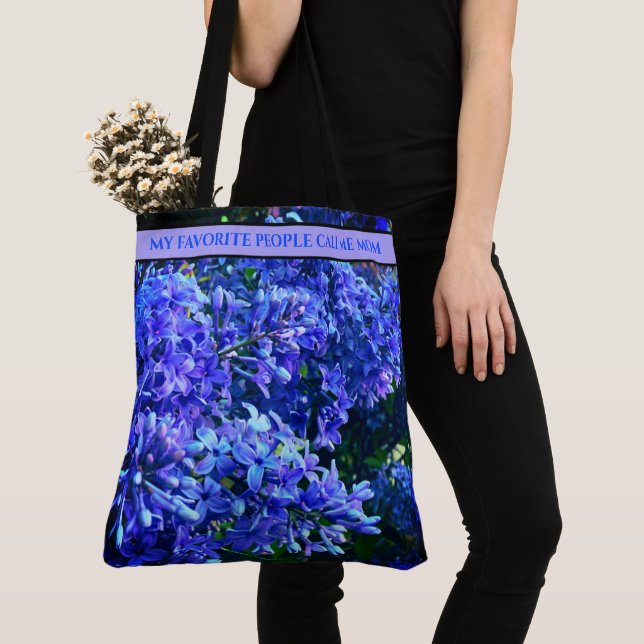Bolso De Tela Azulejos morados azules azules de la foto de mamá (Detalle)