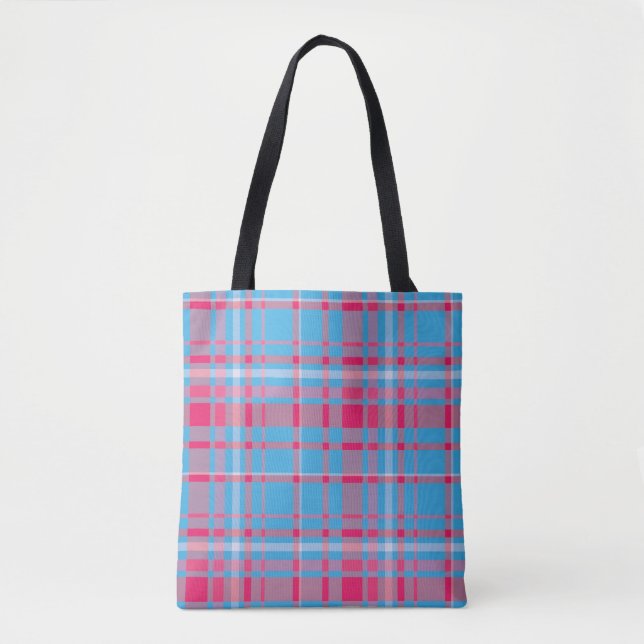 Bolso De Tela Azules y rojos de Tartán (Anverso)
