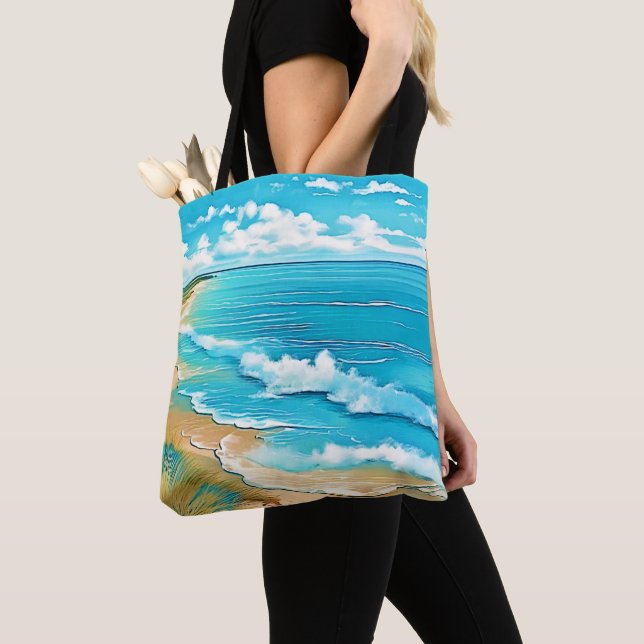Bolso De Tela Azure Beach Calm Design (Detalle)