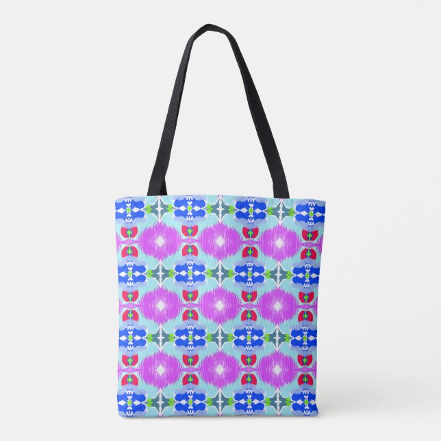 Bolso De Tela Azure Bloom Kaleidoscope (Reverso)