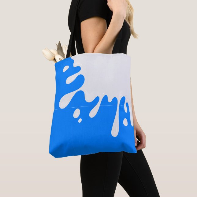 Bolso De Tela Azure Blue White Paint Splash (Detalle)